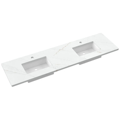 79" Silestone® Quartz Vanity Top Double Rectangle Centered Sink