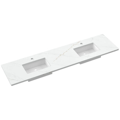 85" Silestone® Quartz Vanity Top Double Rectangle Centered Sink