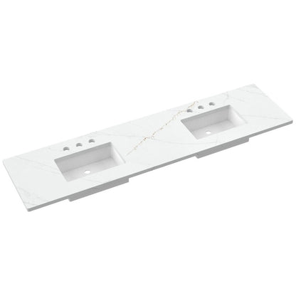 85" Silestone® Quartz Vanity Top Double Rectangle Centered Sink