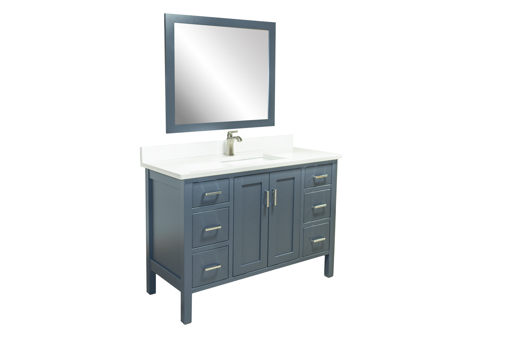 Trusty Wood California Bathroom Vanity 42" with Two Doors and Six Drawers