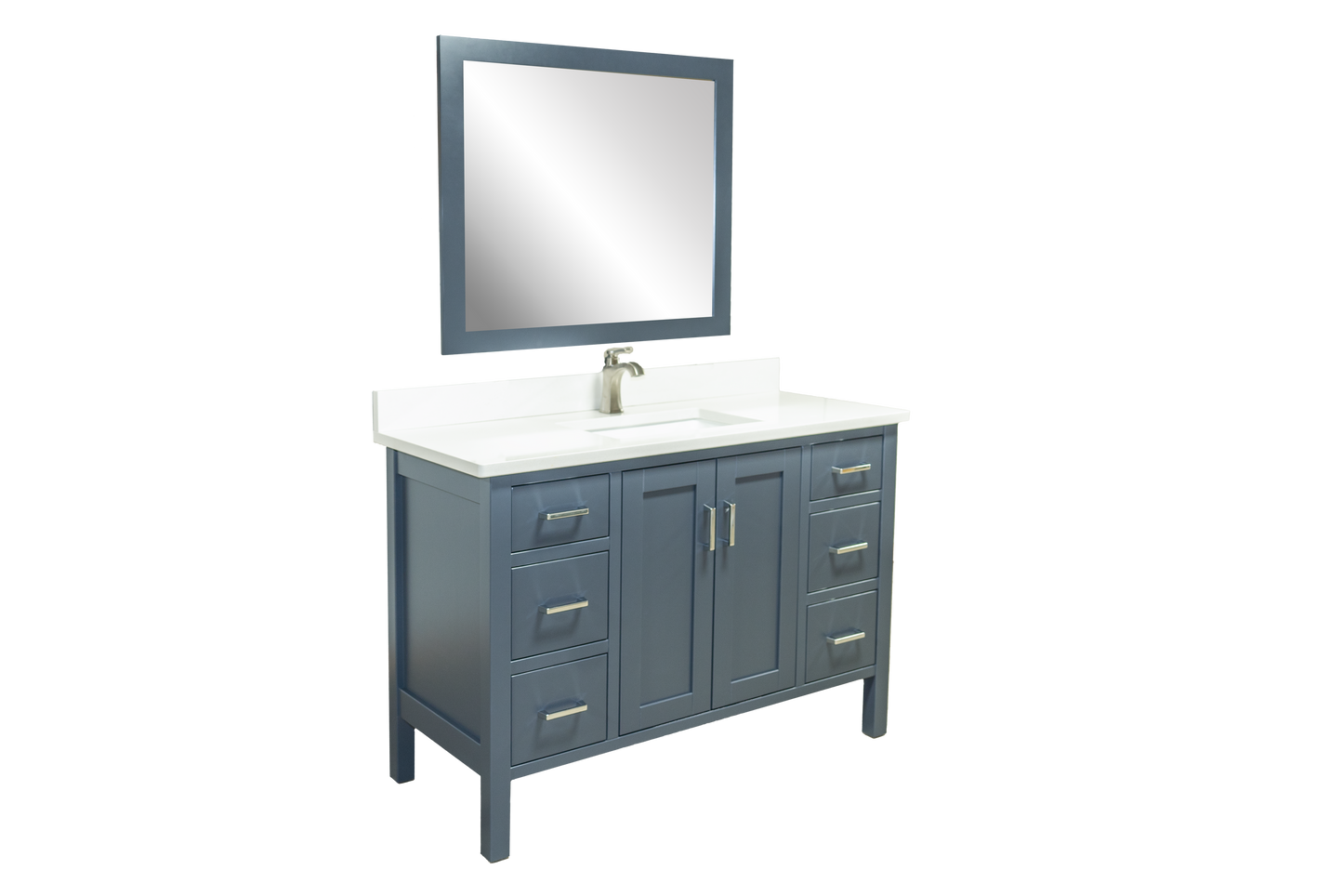 Trusty Wood California Bathroom Vanity 48" with Two Doors and Six Drawers