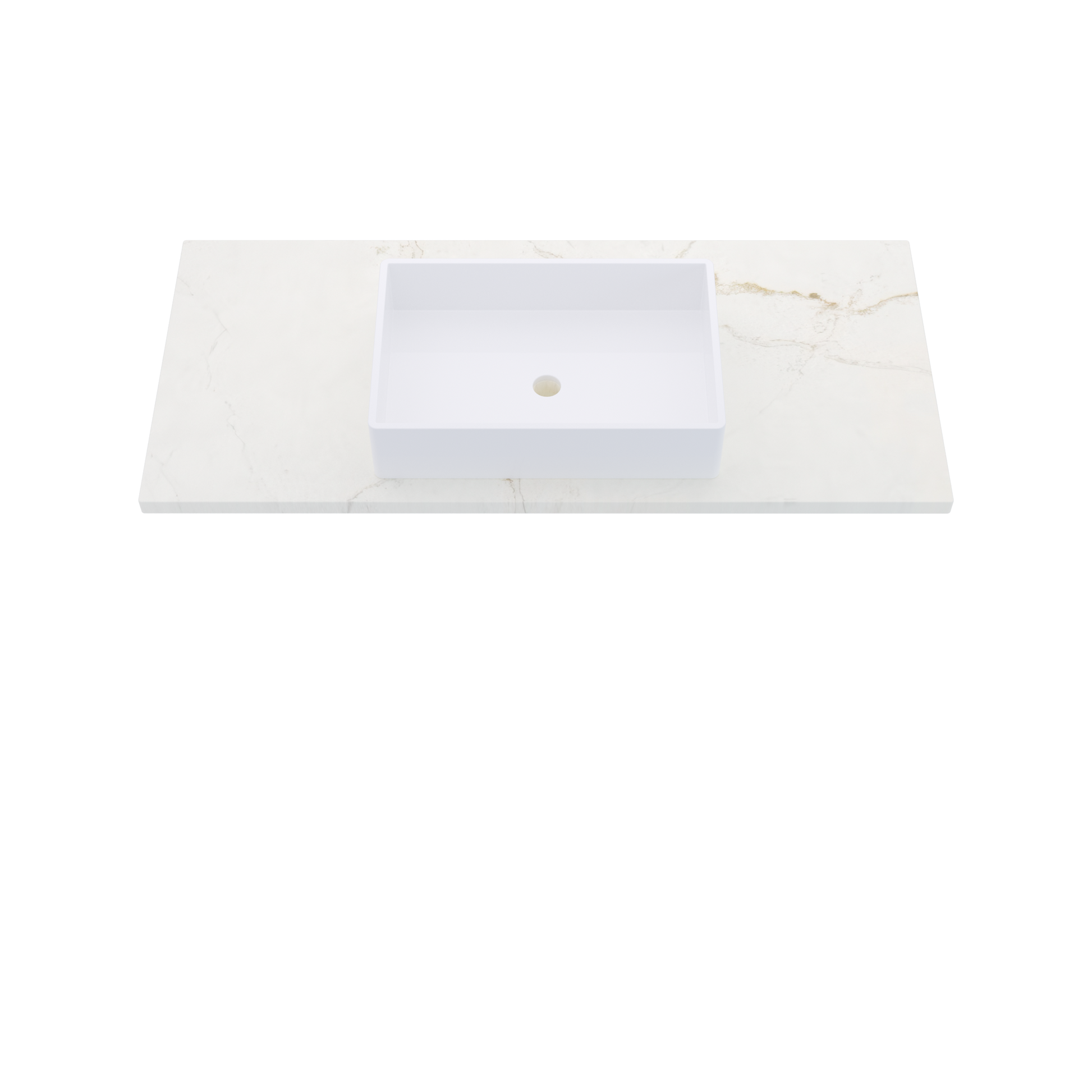 49" Vanderloc Silestone® Quartz Bathroom Vanity Top | Single Vigo Sink | Centered in Blanc Elysee
