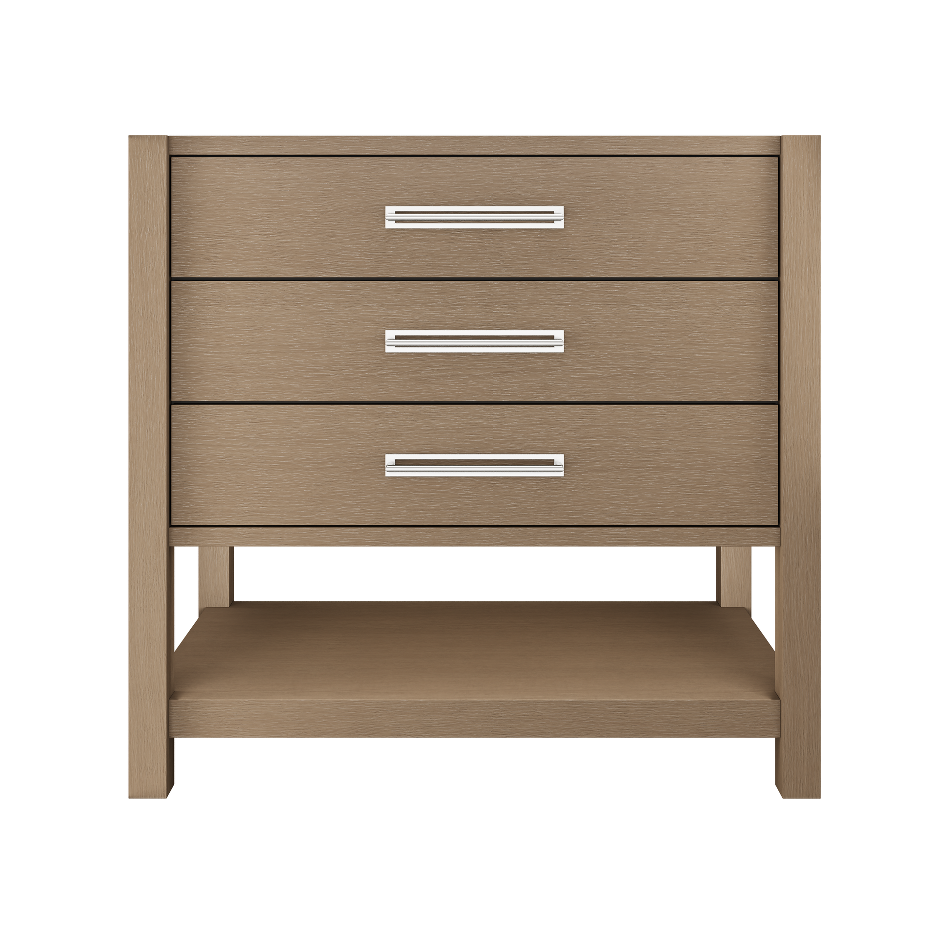 Kiawah 3-Drawer Single Bath Vanity 36in Smoked Modern Polished Chrome