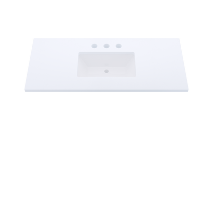 49" Vanderloc Silestone® Quartz Bathroom Vanity Top | Single Rectangle Sink | Centered in Miami White