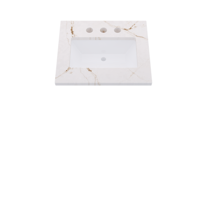 25" Vanderloc Silestone® Quartz Bathroom Vanity Top | Single Rectangle Sink | Centered in Versailles Ivory