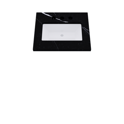 25" Vanderloc Silestone® Quartz Bathroom Vanity Top | Single Rectangle Sink | Centered in Eternal Marquina