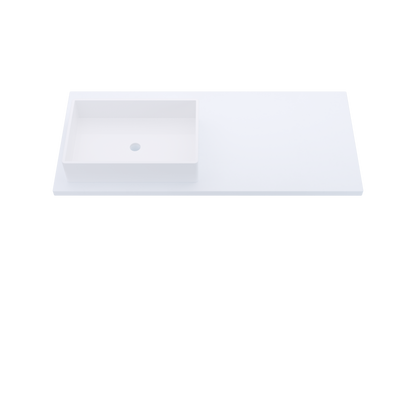 49" Vanderloc Silestone® Quartz Bathroom Vanity Top | Single Rectangle Sink | Offset in Miami White