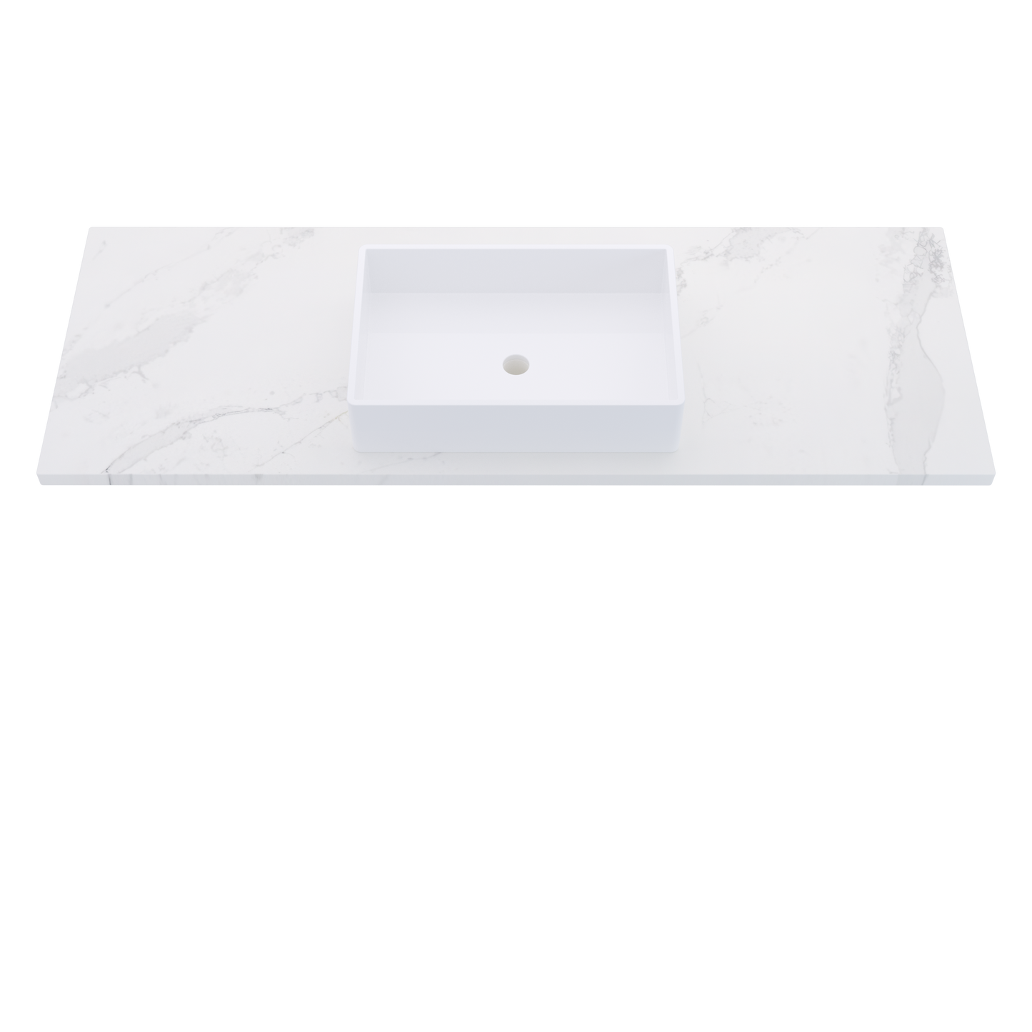61" Vanderloc Silestone® Quartz Bathroom Vanity Top | Single Vigo Sink | Centered in Et Calacatta Gold