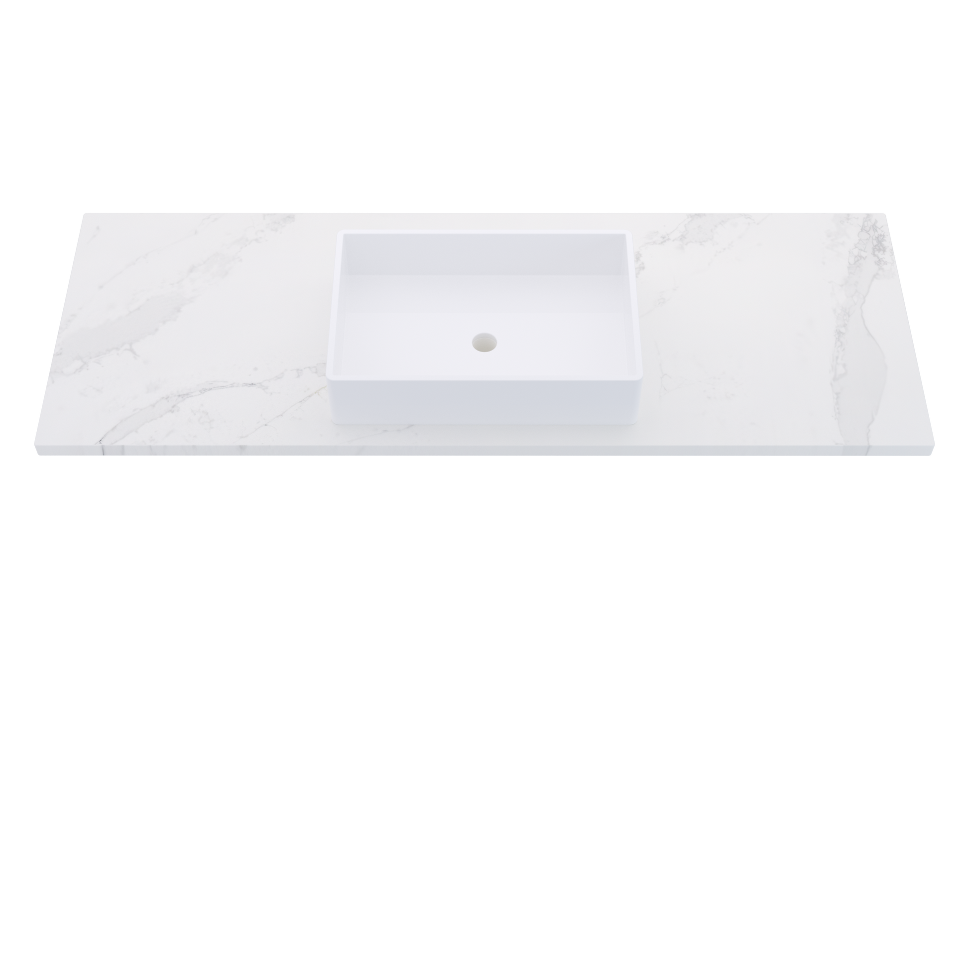 61" Vanderloc Silestone® Quartz Bathroom Vanity Top | Single Vigo Sink | Centered in Et Calacatta Gold
