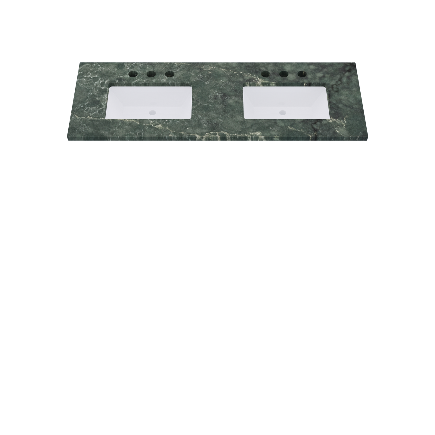 61" Vanderloc Silestone® Quartz Bathroom Vanity Top | Double Rectangle Sink | Centered in Jardin Emerald