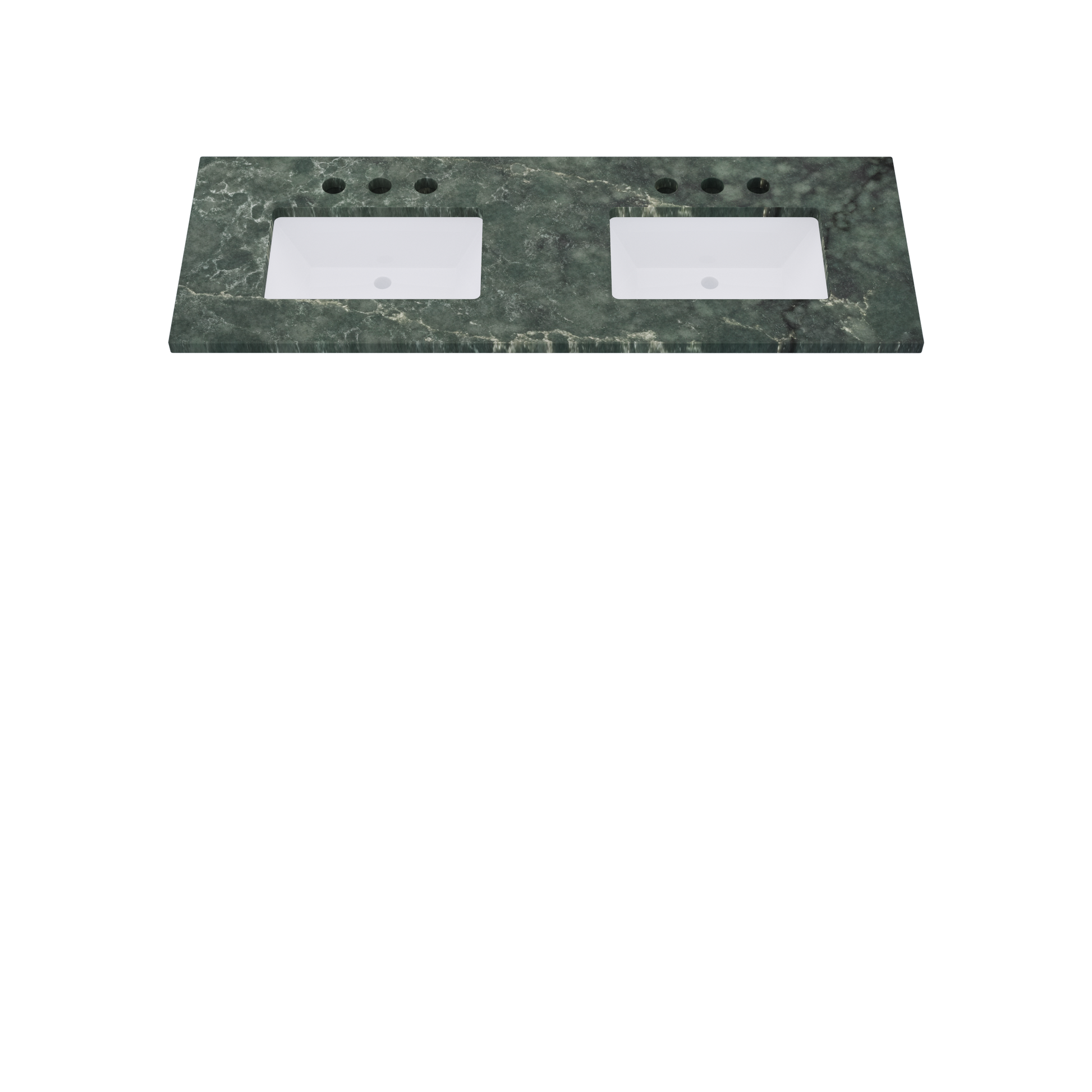 61" Vanderloc Silestone® Quartz Bathroom Vanity Top | Double Rectangle Sink | Centered in Jardin Emerald