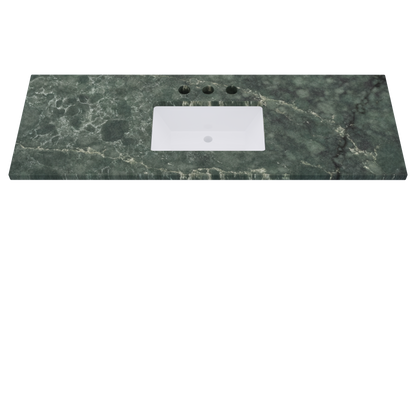 61" Vanderloc Silestone® Quartz Bathroom Vanity Top | Single Rectangle Sink | Centered in Jardin Emerald