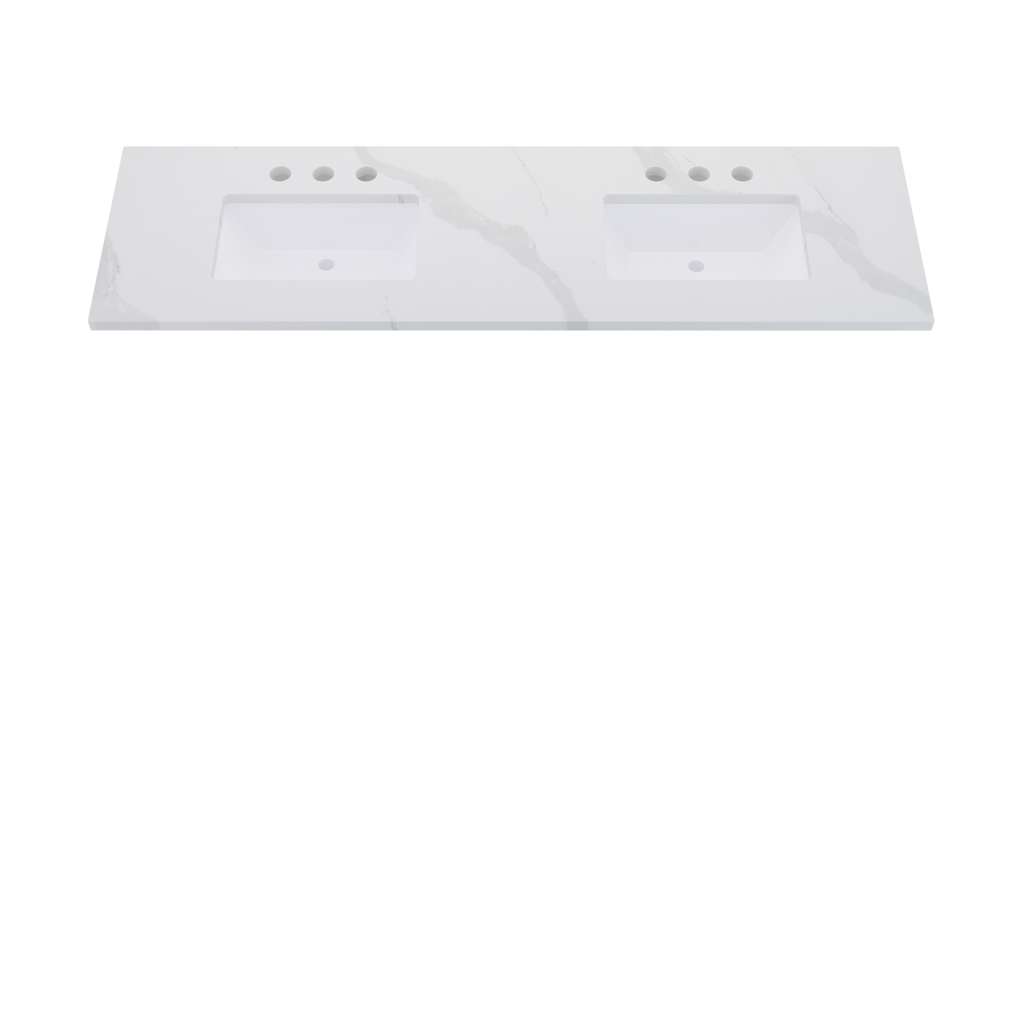 73" Vanderloc Silestone® Quartz Bathroom Vanity Top | Double Rectangle Sink | Centered in Classic Calacatta