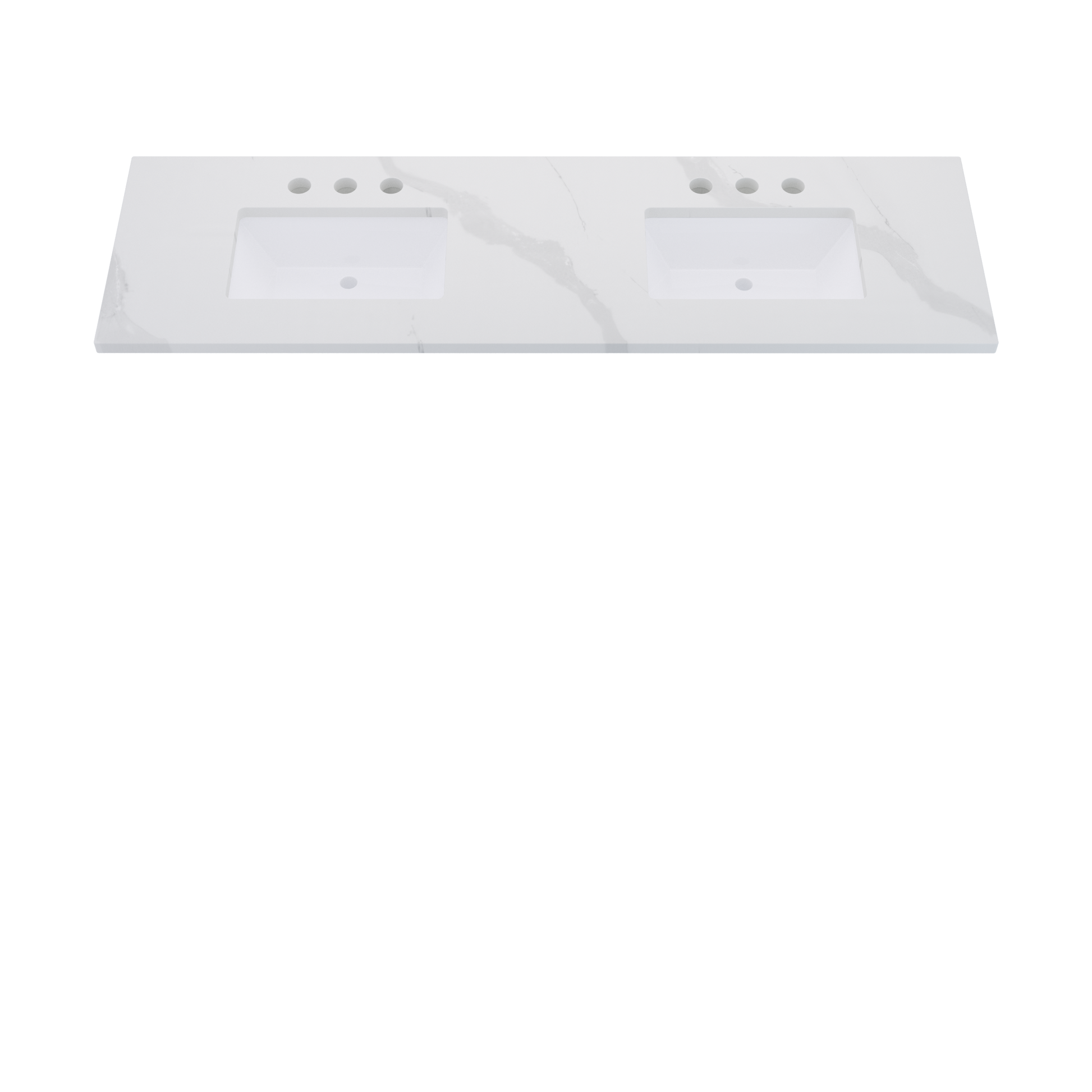 73" Vanderloc Silestone® Quartz Bathroom Vanity Top | Double Rectangle Sink | Centered in Classic Calacatta