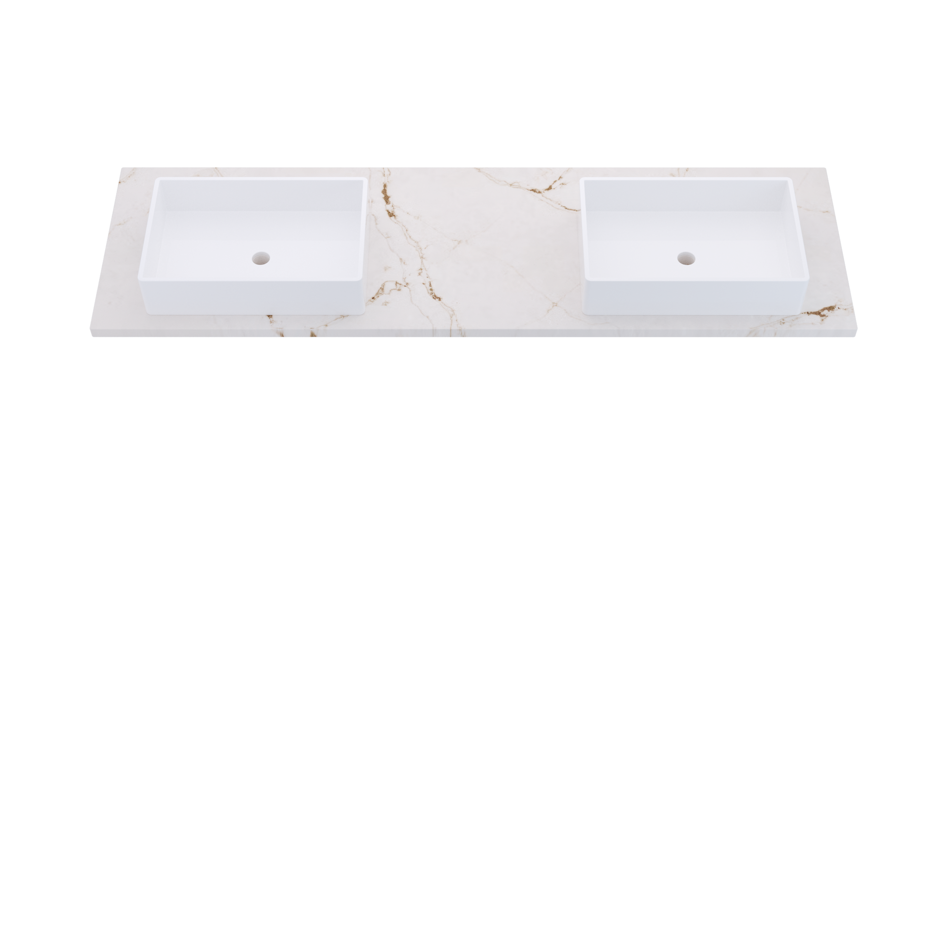 73" Vanderloc Silestone® Quartz Bathroom Vanity Top | Double Vigo Sink | Offset in Versailles Ivory