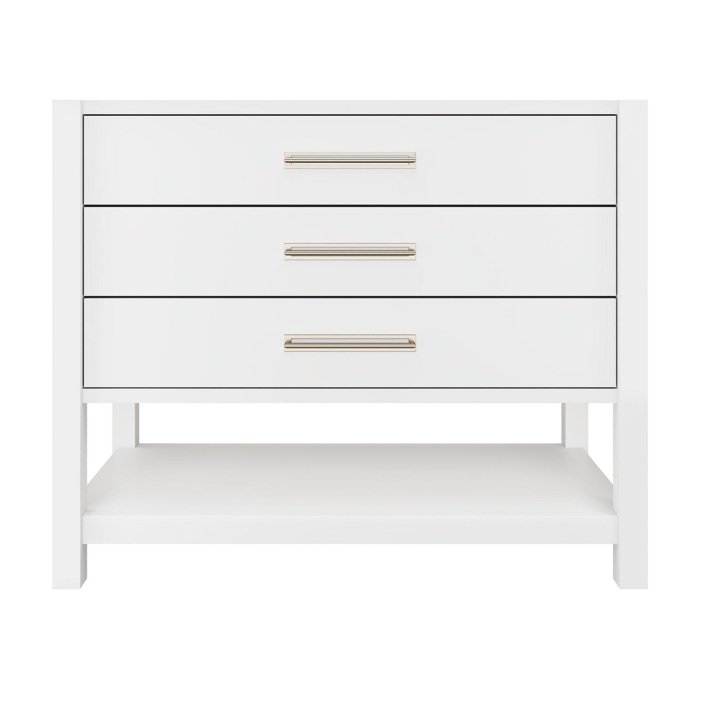 Kiawah 3-Drawer Single Bath Vanity 42in Pure White Satin Nickel