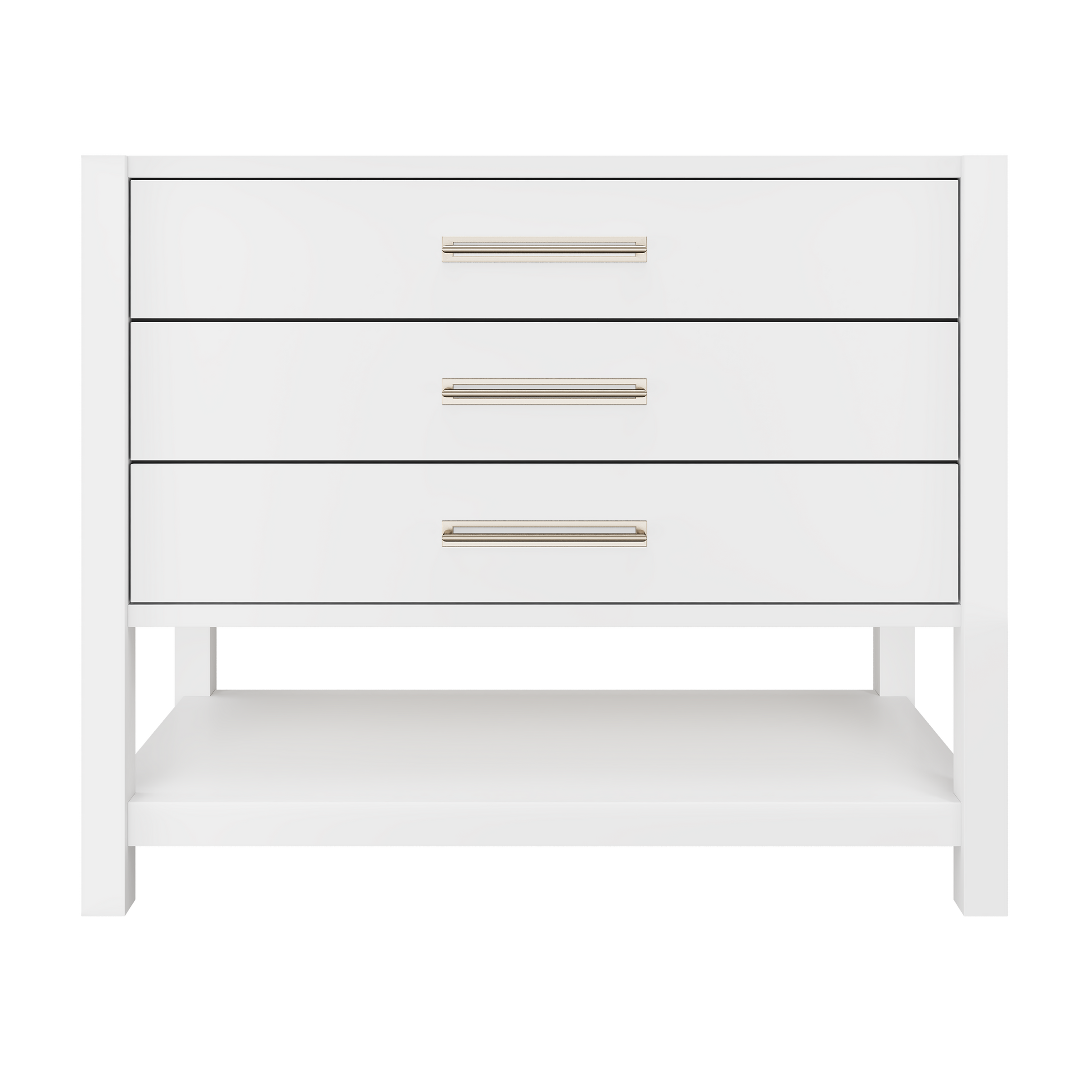 Kiawah 3-Drawer Single Bath Vanity 42in Pure White Satin Nickel
