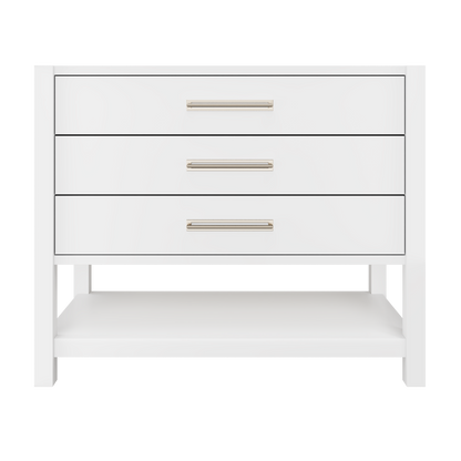 Kiawah 3-Drawer Single Bath Vanity 42in Pure White Satin Nickel