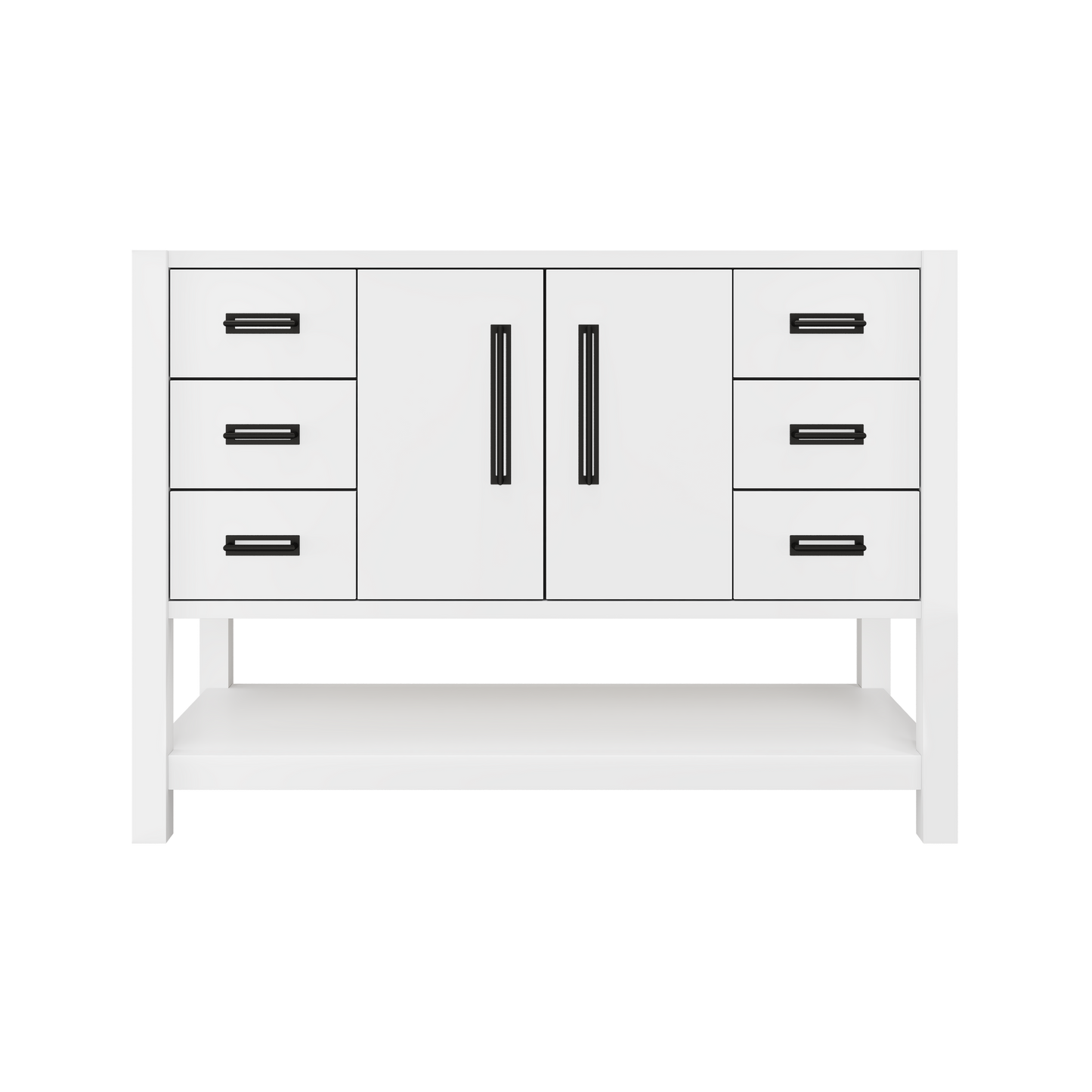Kiawah Single Extra-Wide Bath Vanity 48in Pure White Matte Black