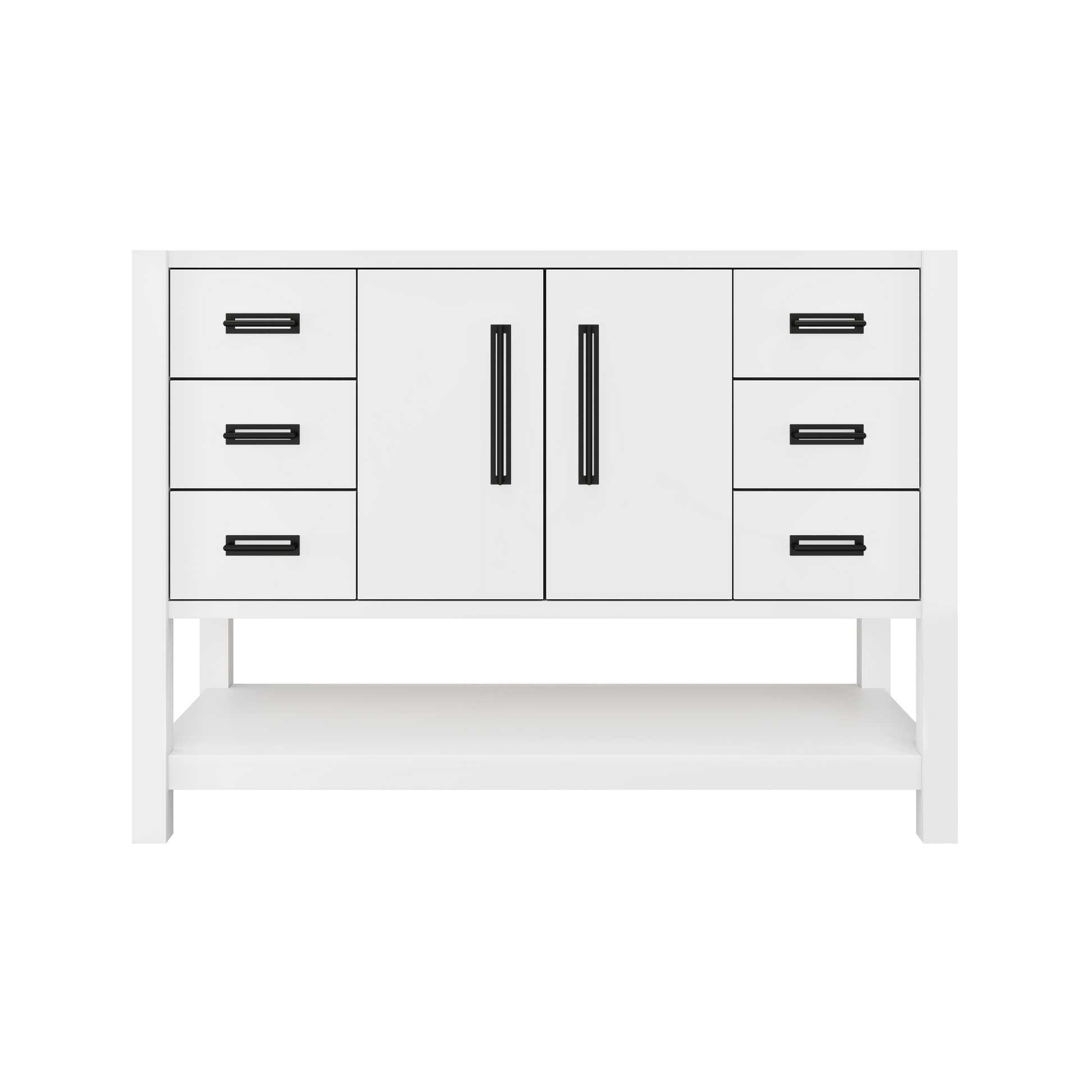 Kiawah Single Extra-Wide Bath Vanity 48in Pure White Matte Black