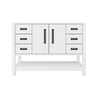 Kiawah Single Extra-Wide Bath Vanity 48in Pure White Matte Black