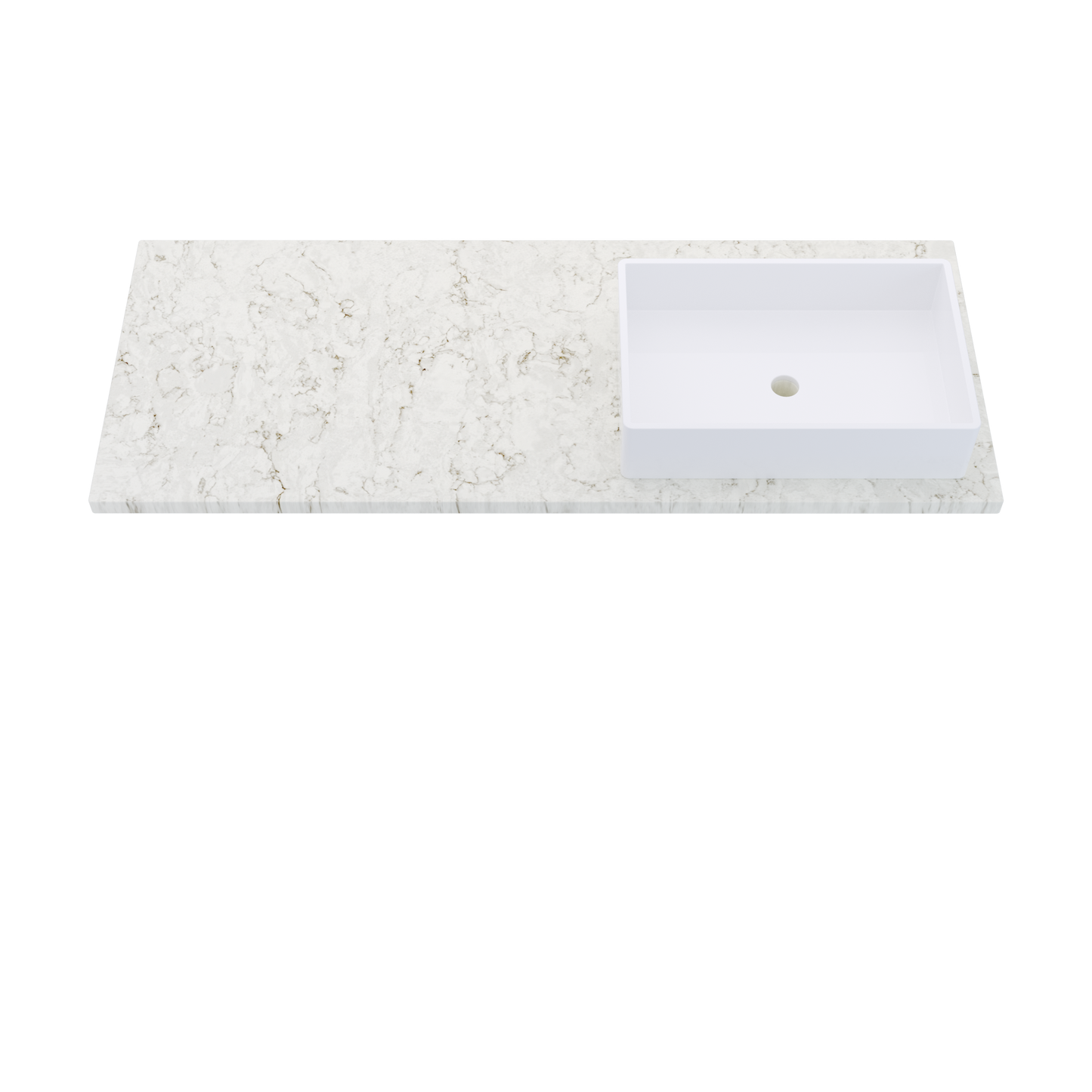 55" Vanderloc Silestone® Quartz Bathroom Vanity Top | Single Vigo Sink | Offset in Lusso