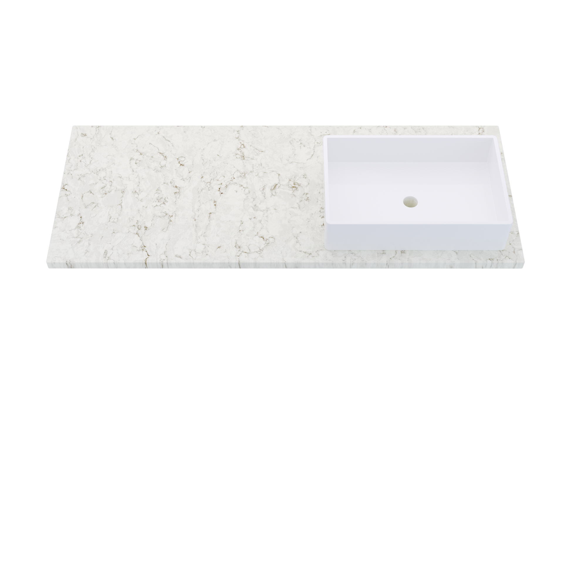 55" Vanderloc Silestone® Quartz Bathroom Vanity Top | Single Vigo Sink | Offset in Lusso