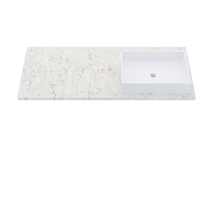 55" Vanderloc Silestone® Quartz Bathroom Vanity Top | Single Vigo Sink | Offset in Lusso
