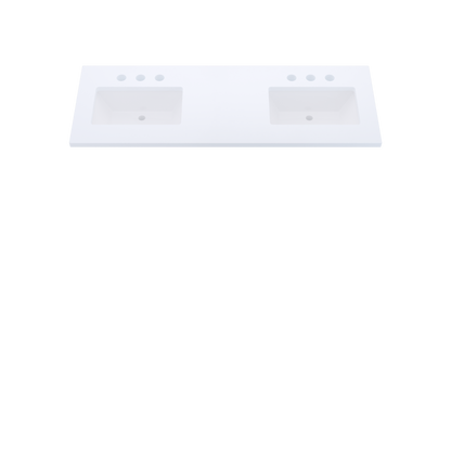 61" Vanderloc Silestone® Quartz Bathroom Vanity Top | Double Rectangle Sink | Offset in Miami White