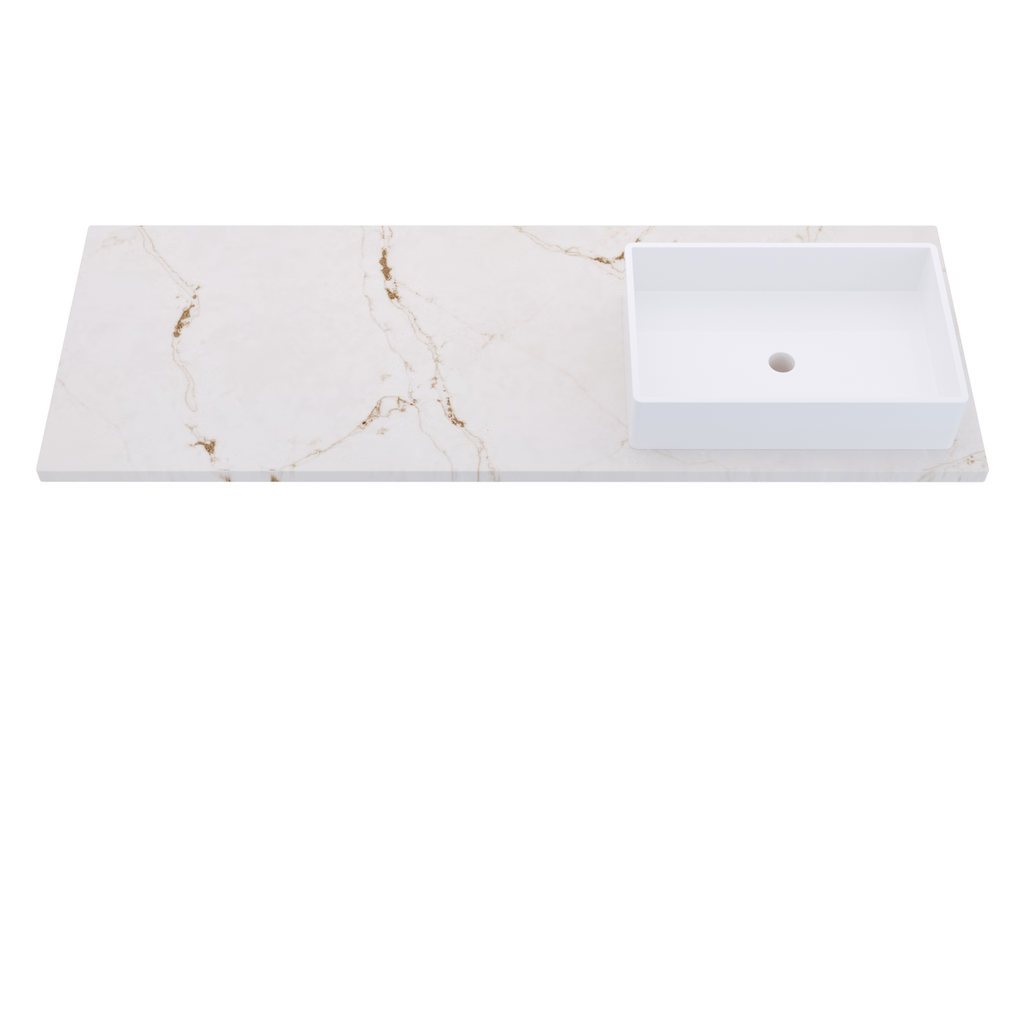 61" Vanderloc Silestone® Quartz Bathroom Vanity Top | Single Vigo Sink | Right Offset in Versailles Ivory