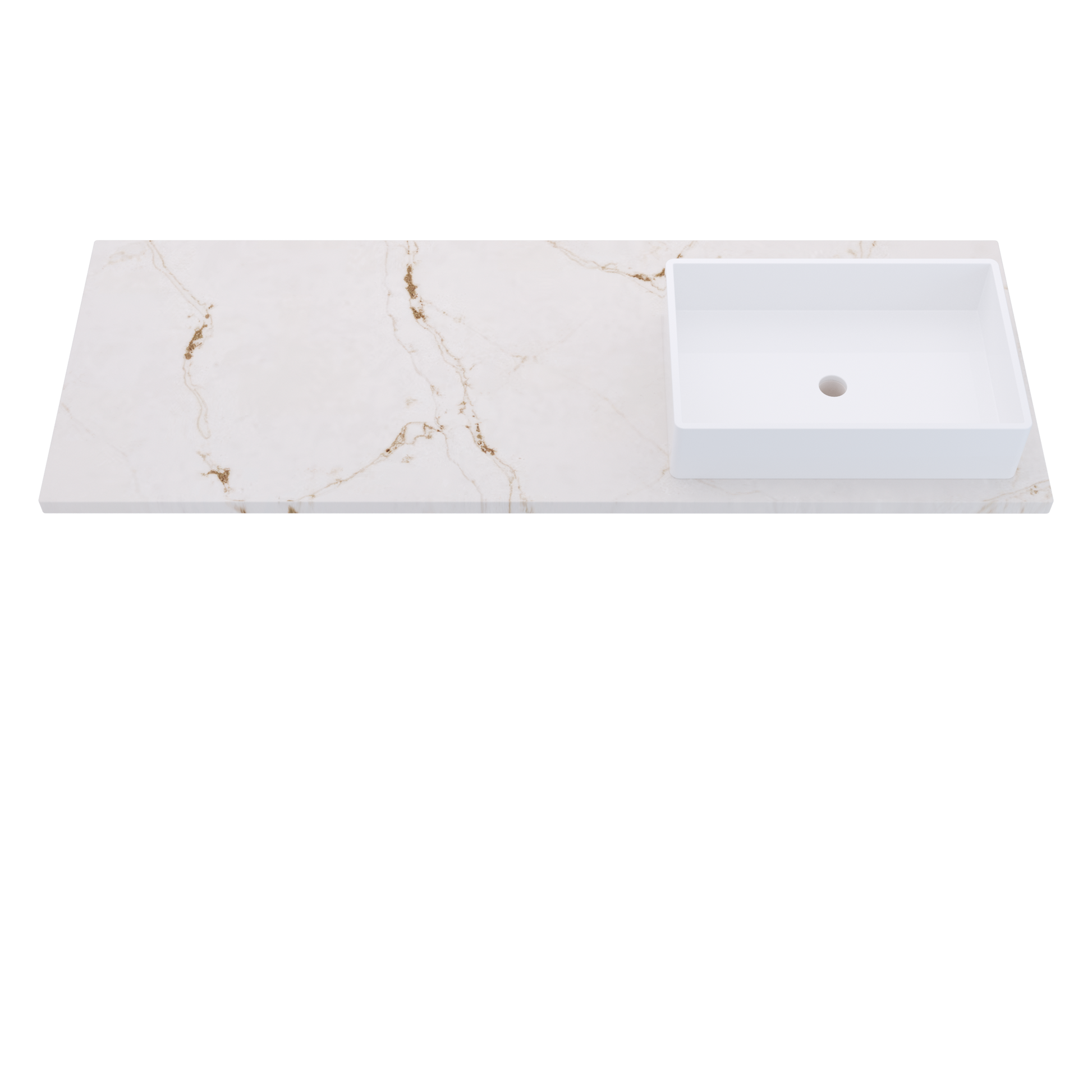 61" Vanderloc Silestone® Quartz Bathroom Vanity Top | Single Vigo Sink | Right Offset in Versailles Ivory