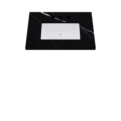 31" Vanderloc Silestone® Quartz Bathroom Vanity Top | Single Rectangle Sink | Centered in Eternal Marquina