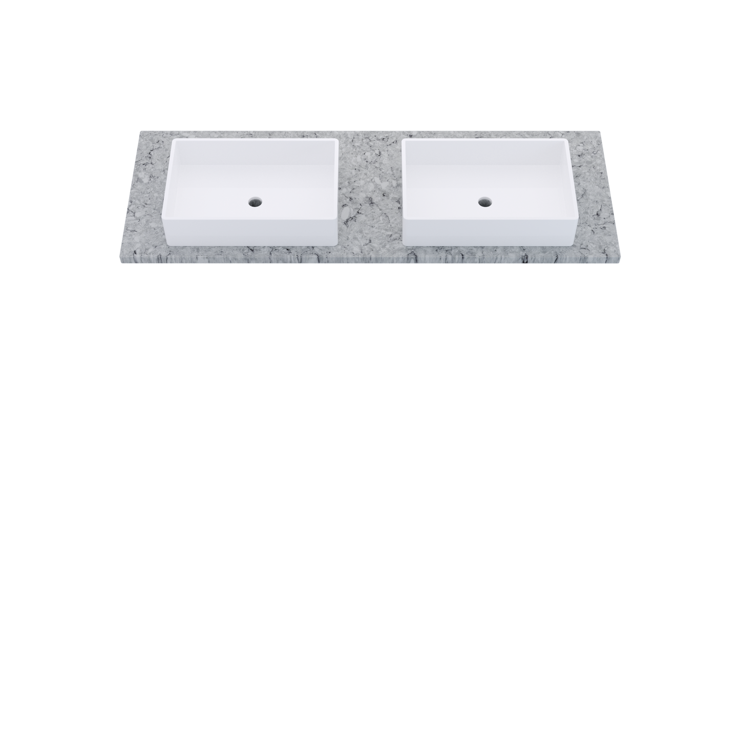 61" Vanderloc Silestone® Quartz Bathroom Vanity Top | Double Vigo Sink | Centered in Pietra