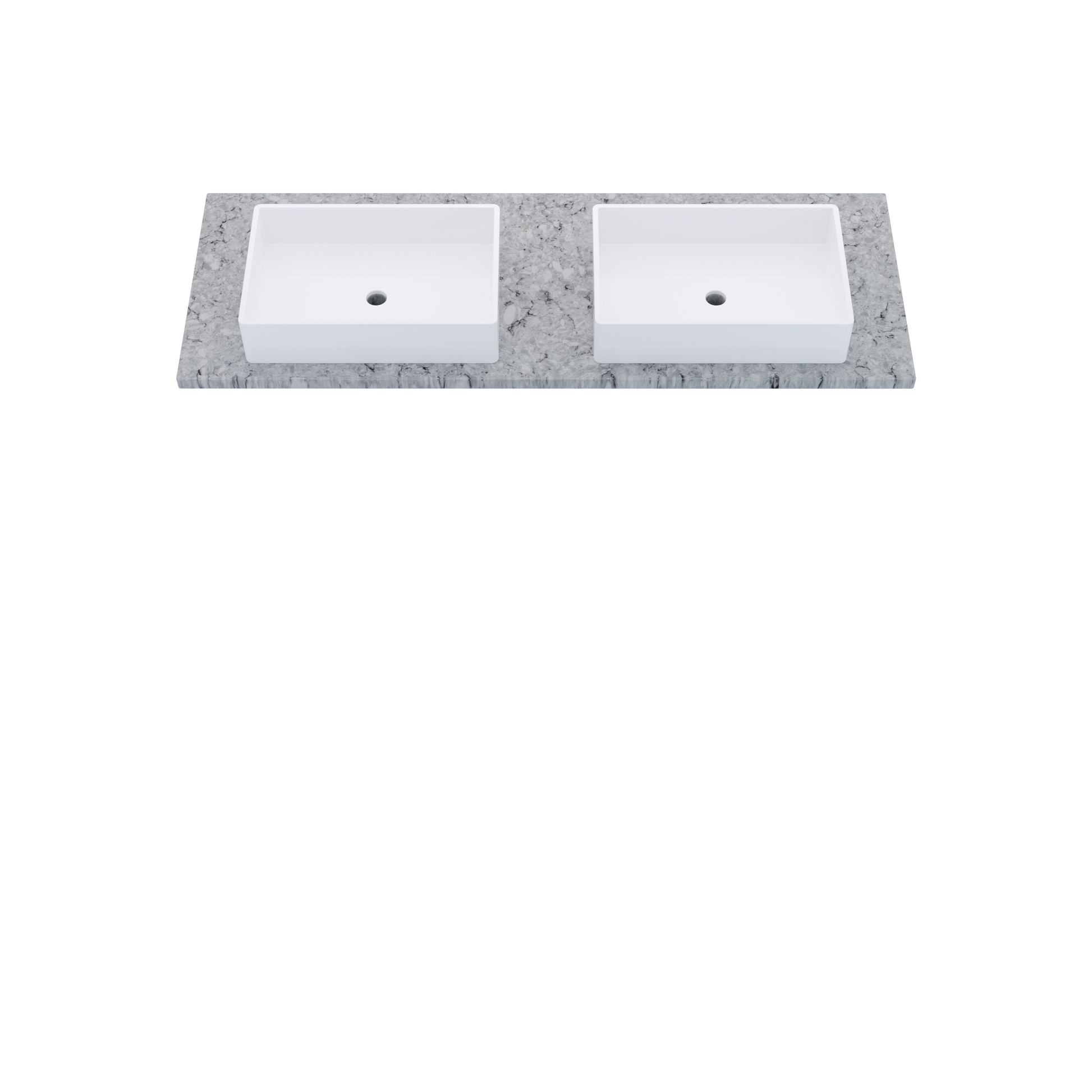 61" Vanderloc Silestone® Quartz Bathroom Vanity Top | Double Vigo Sink | Centered in Pietra