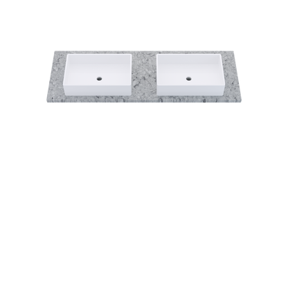 61" Vanderloc Silestone® Quartz Bathroom Vanity Top | Double Vigo Sink | Centered in Pietra