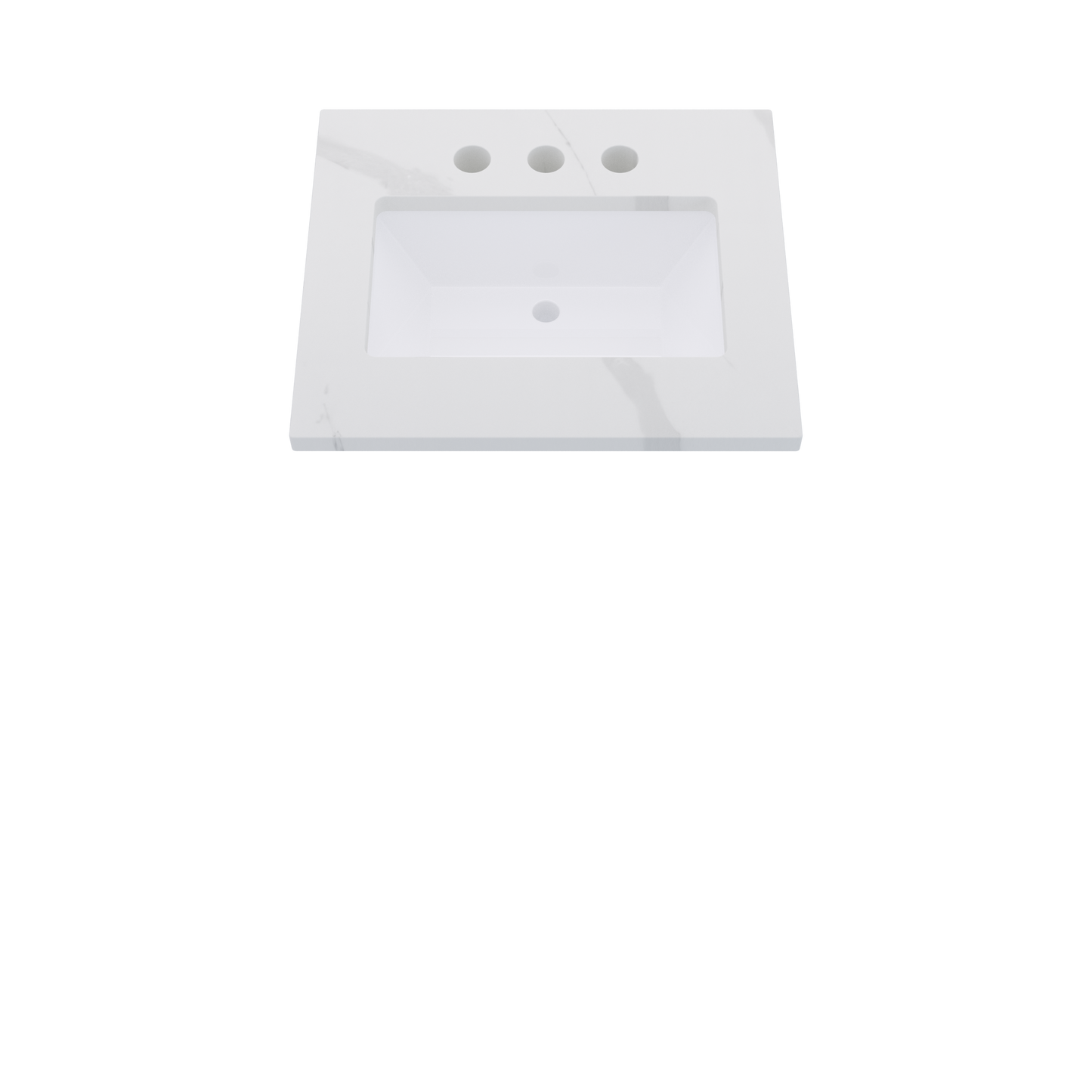 25" Vanderloc Silestone® Quartz Bathroom Vanity Top | Single Rectangle Sink | Centered in Classic Calacatta