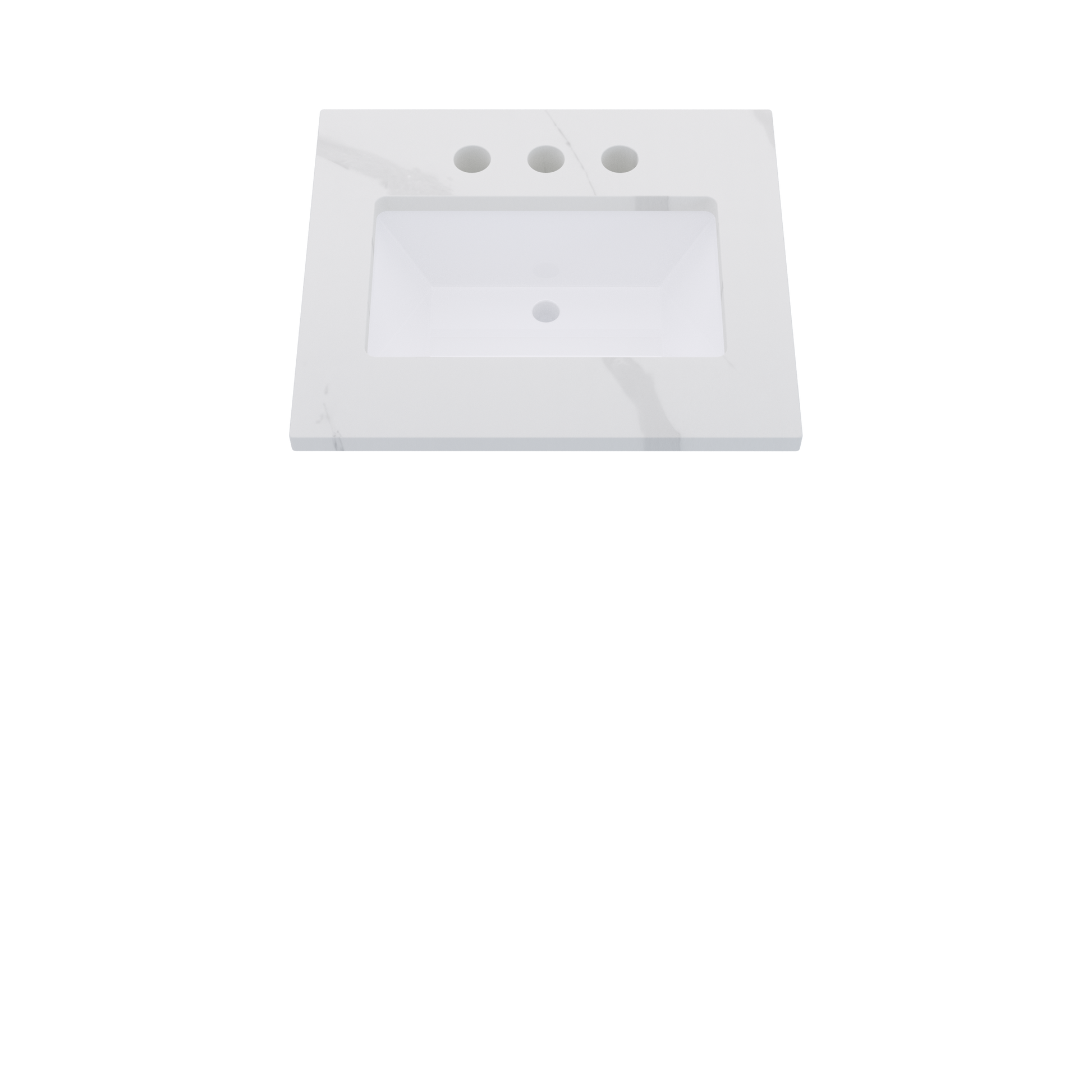 25" Vanderloc Silestone® Quartz Bathroom Vanity Top | Single Rectangle Sink | Centered in Classic Calacatta