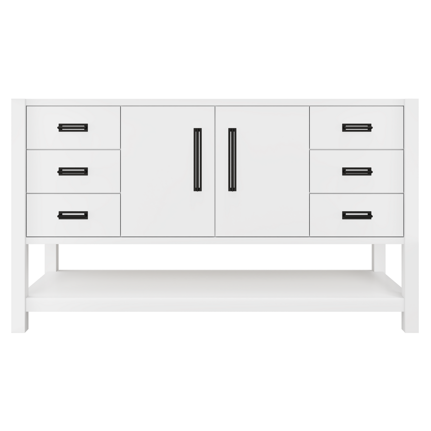 Kiawah Single Extra-Wide Bath Vanity 60in Pure White Matte Black