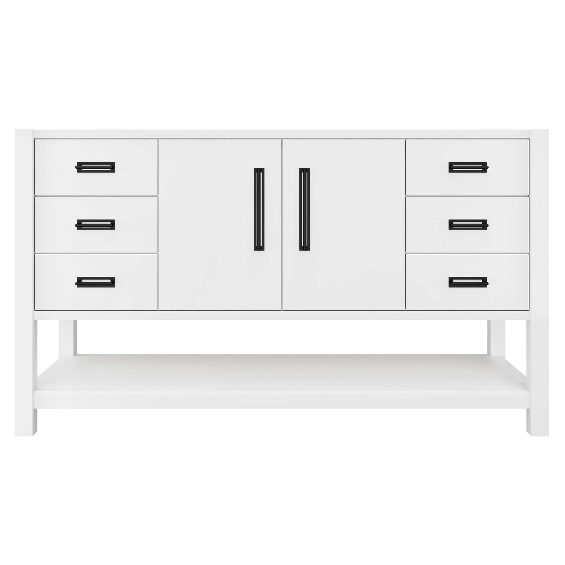 Kiawah Single Extra-Wide Bath Vanity 60in Pure White Matte Black