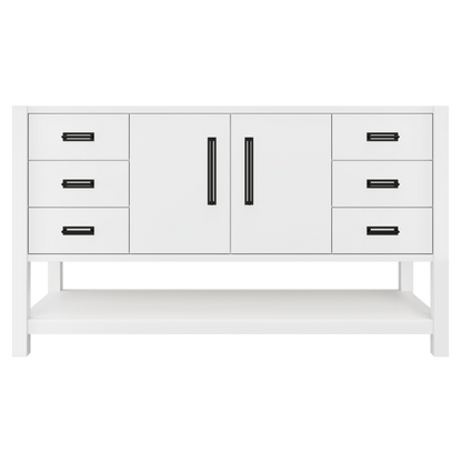Kiawah Single Extra-Wide Bath Vanity 60in Pure White Matte Black
