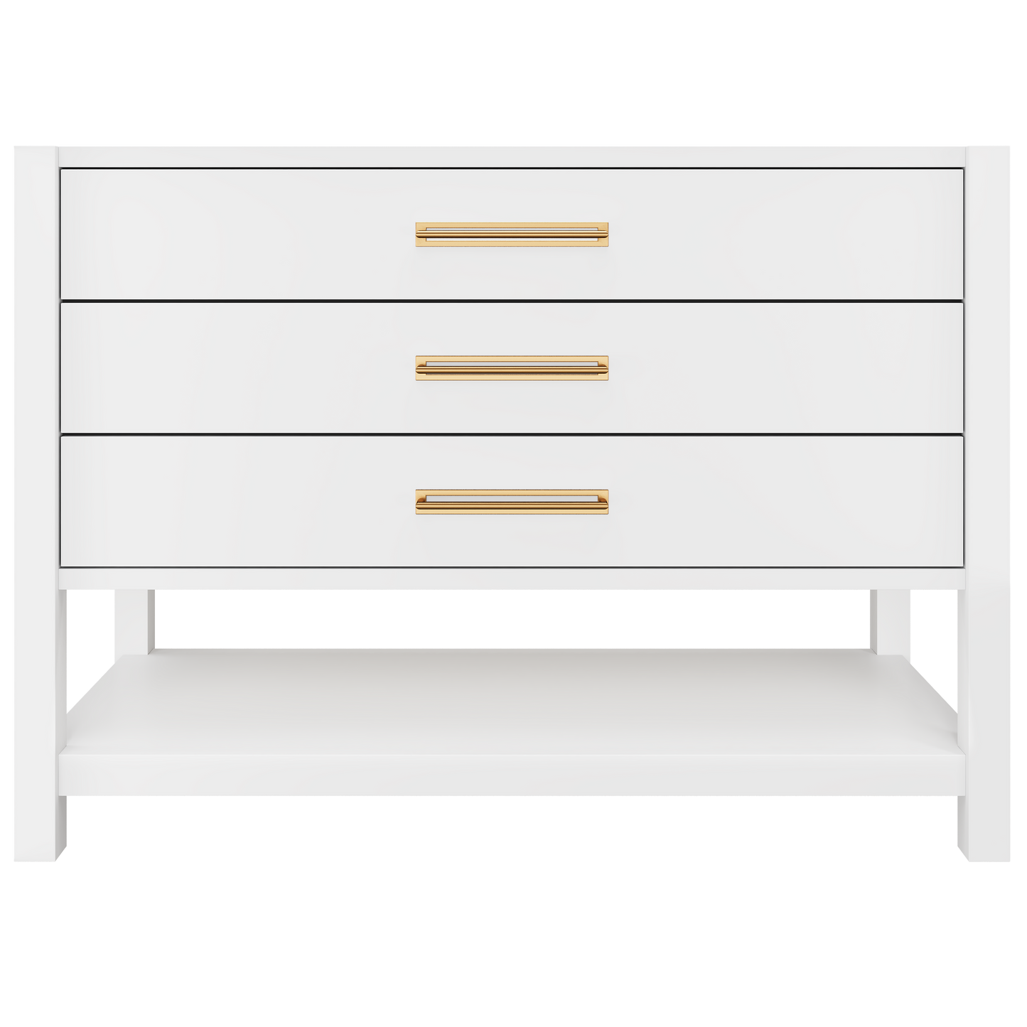 Kiawah 3-Drawer Single Bath Vanity 48in Pure White Satin Gold