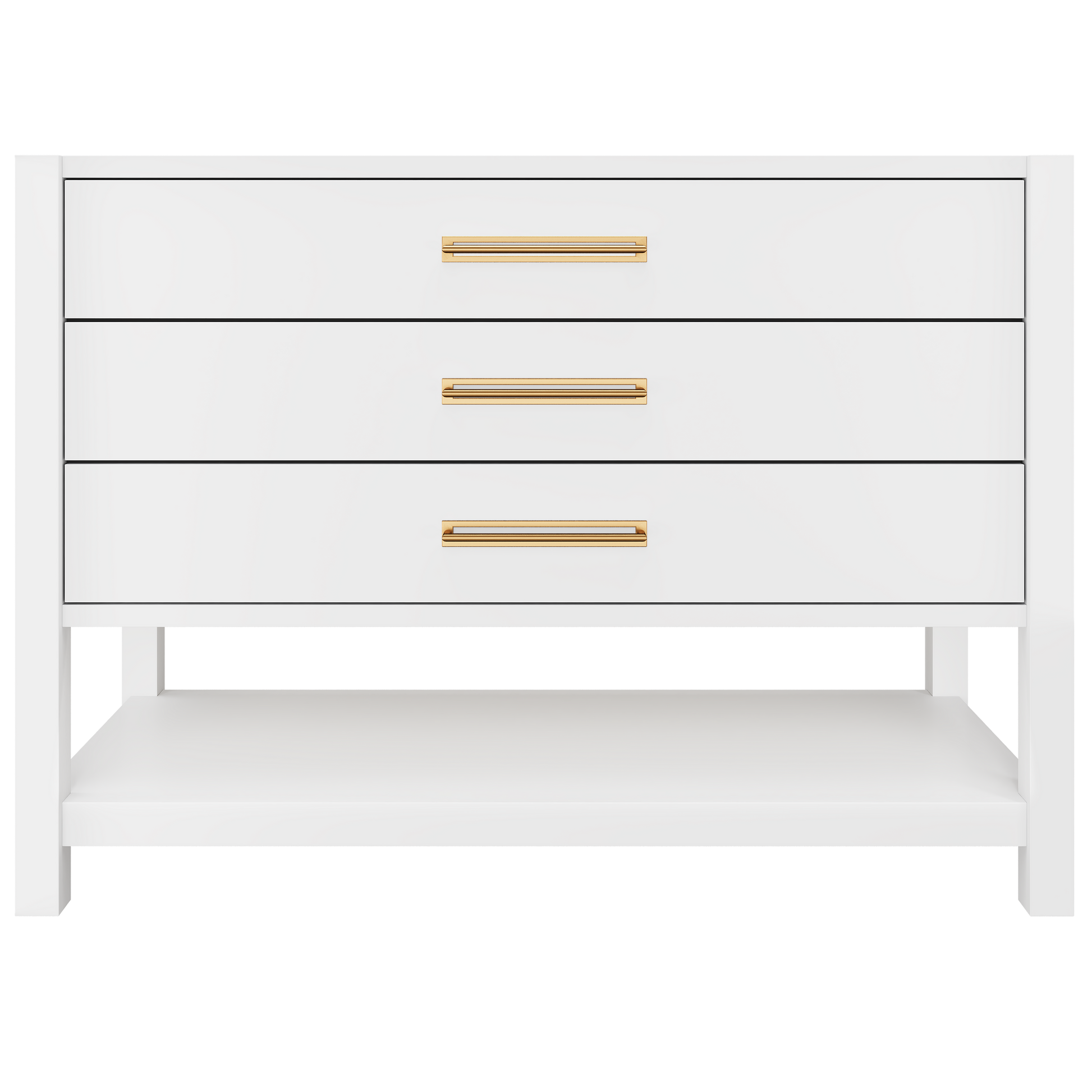 Kiawah 3-Drawer Single Bath Vanity 48in Pure White Satin Gold