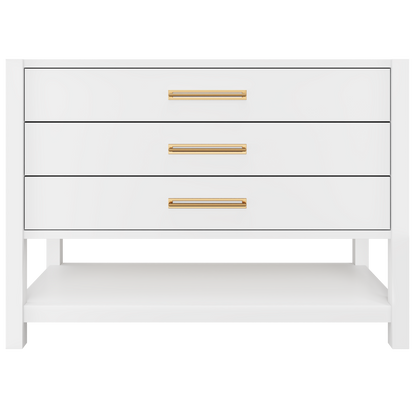 Kiawah 3-Drawer Single Bath Vanity 48in Pure White Satin Gold