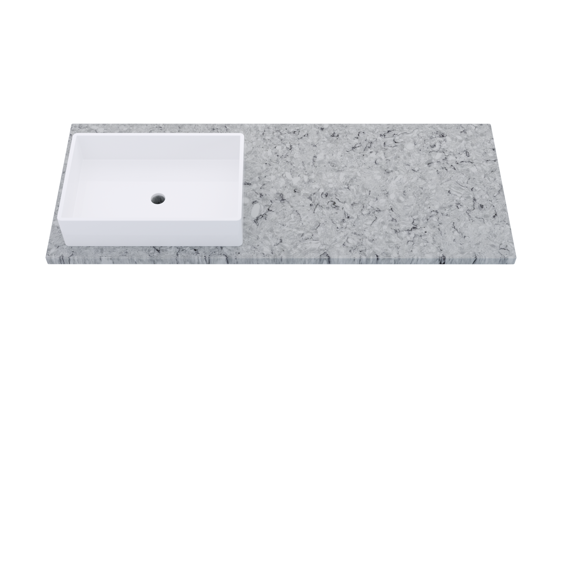 55" Vanderloc Silestone® Quartz Bathroom Vanity Top | Single Rectangle Sink | Offset in Pietra