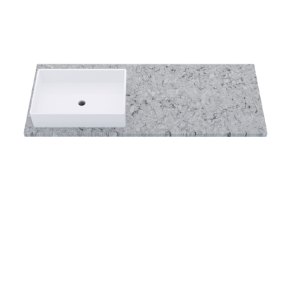 55" Vanderloc Silestone® Quartz Bathroom Vanity Top | Single Rectangle Sink | Offset in Pietra