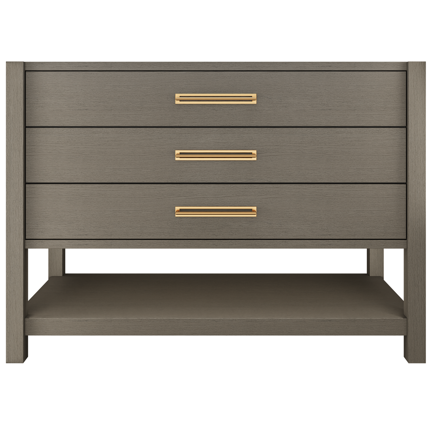 Kiawah 3-Drawer Single Bath Vanity 48in Gray Weathered Satin Gold