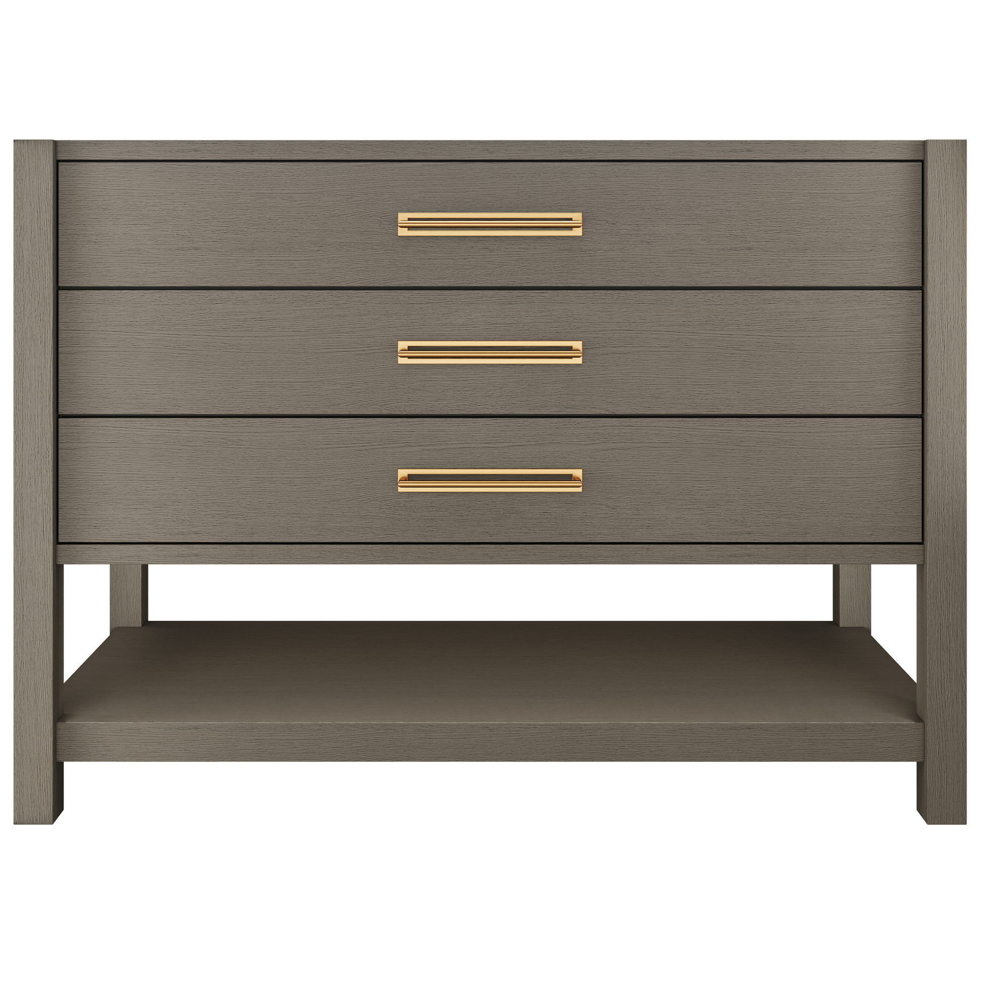 Kiawah 3-Drawer Single Bath Vanity 48in Gray Weathered Satin Gold