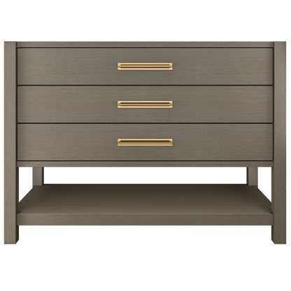 Kiawah 3-Drawer Single Bath Vanity 48in Gray Weathered Satin Gold