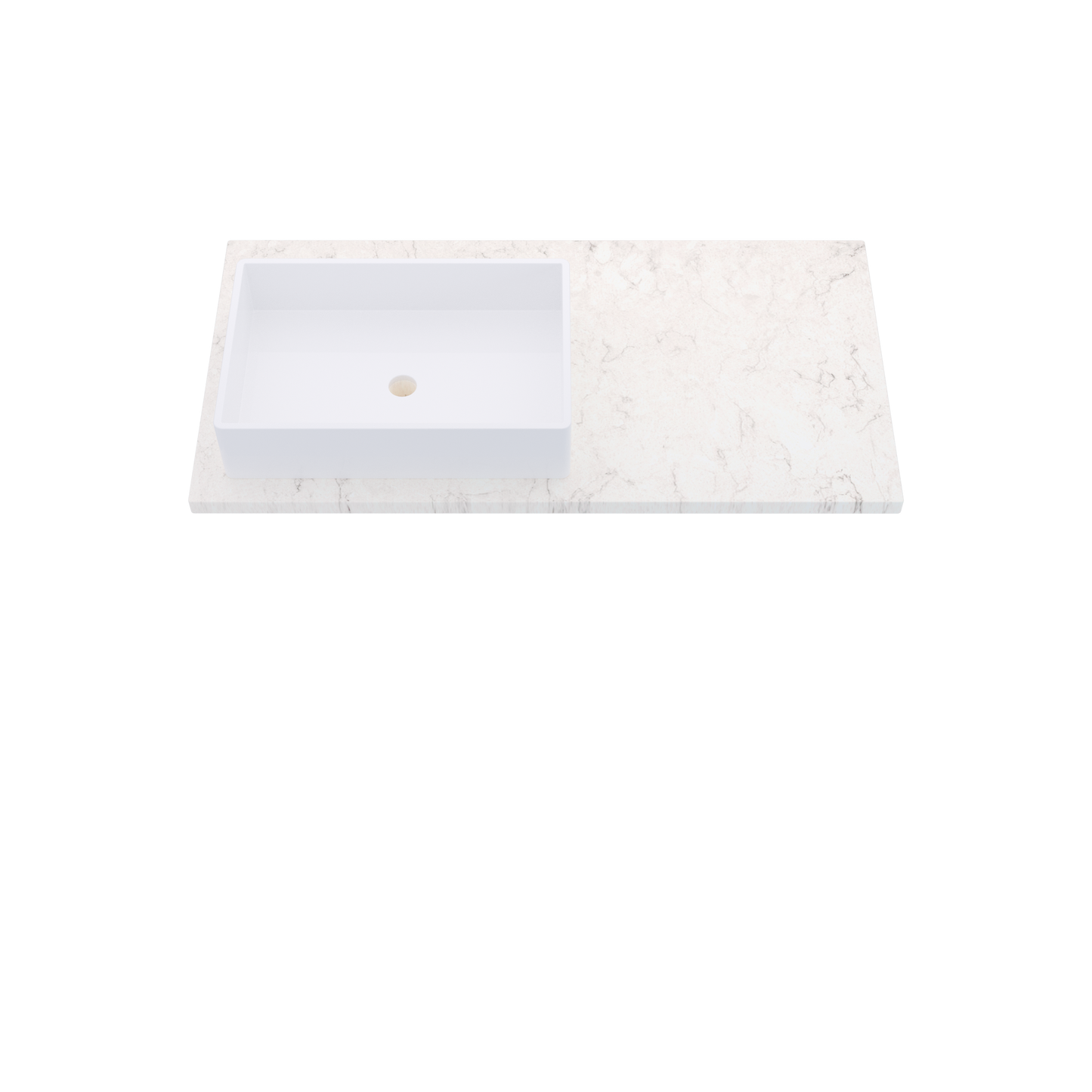 43" Vanderloc Silestone® Quartz Bathroom Vanity Top | Single Rectangle Sink | Offset in Snowy Ibiza