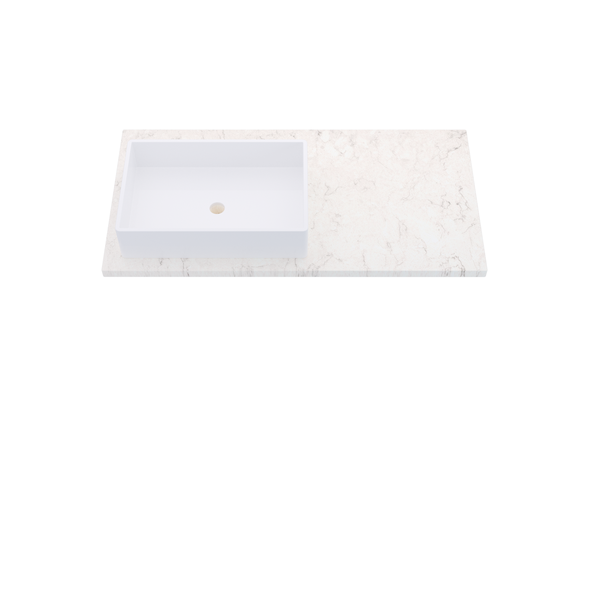 43" Vanderloc Silestone® Quartz Bathroom Vanity Top | Single Rectangle Sink | Offset in Snowy Ibiza
